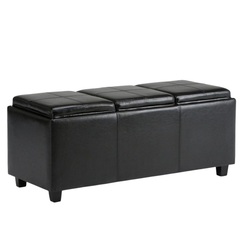 42" Upholstery Storage Ottoman - Dark Brown / Black