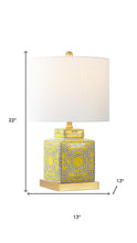 Load image into Gallery viewer, 22" Gold Square Table Lamp With Drum Shade
