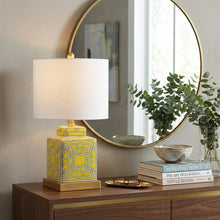 Load image into Gallery viewer, 22" Gold Square Table Lamp With Drum Shade
