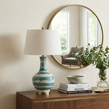 Load image into Gallery viewer, 31" Gold Round Table Lamp With Globe Shade
