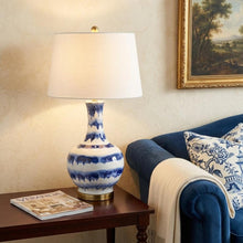 Load image into Gallery viewer, 31" Blue White And Gold Novelty Table Lamp With Globe Shade
