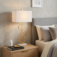 Load image into Gallery viewer, 32" White Geometric Table Lamp With Shade
