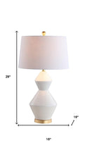 Load image into Gallery viewer, 29" White And Gold Novelty Bedside Lamp With Drum Shade
