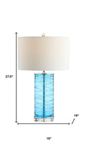 Load image into Gallery viewer, Set of Two 28" Turquoise And Clear Novelty Table Lamps With Drum Shades
