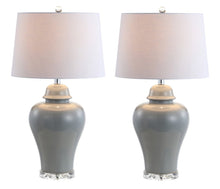 Load image into Gallery viewer, Set of Two 27" Clear Novelty Bedside Lamps With Empire Shades
