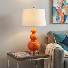 Load image into Gallery viewer, 28" Orange And Silver Novelty Table Lamp With Drum Shade
