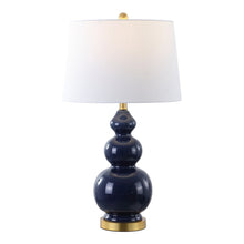 Load image into Gallery viewer, 28" Navy Blue And Gold Novelty Table Lamp With Empire Shade
