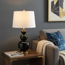 Load image into Gallery viewer, 28" Gold Novelty Table Lamp With Drum Shade
