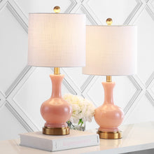 Load image into Gallery viewer, Set of Two 22" Gold Novelty Table Lamps With Drum Shades
