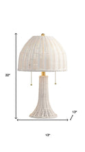 Load image into Gallery viewer, 22" White Lantern Bedside Lamp With Dome Shade
