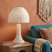 Load image into Gallery viewer, 22" White Lantern Bedside Lamp With Dome Shade
