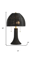 Load image into Gallery viewer, 22" Black Round Bedside Lamp With Dome Shade
