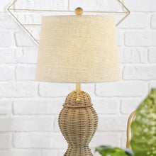 Load image into Gallery viewer, Set of Two 21" Light Brown Urn Table Lamps With Empire Shades
