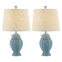 Load image into Gallery viewer, Set of Two 21" Blue Urn Table Lamps With Empire Shades
