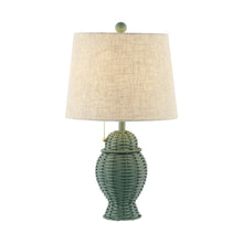 Load image into Gallery viewer, Set of Two 21" Green Urn Bedside Lamps With Empire Shades
