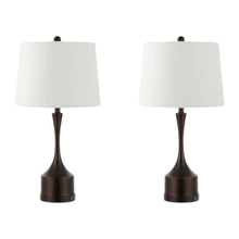 Load image into Gallery viewer, Set of Two 26" Antiqued Bronze Novelty USB Table Lamps With Empire Shades
