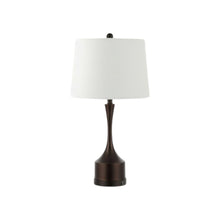 Load image into Gallery viewer, Set of Two 26" Antiqued Bronze Novelty USB Table Lamps With Empire Shades
