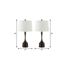 Load image into Gallery viewer, Set of Two 26" Antiqued Bronze Novelty USB Table Lamps With Empire Shades
