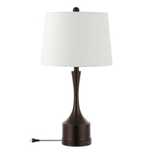 Load image into Gallery viewer, Set of Two 26" Antiqued Bronze Novelty USB Table Lamps With Empire Shades
