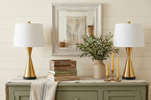 Load image into Gallery viewer, Set of Two 26" Black Novelty Table Lamps With Empire Shades
