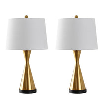 Load image into Gallery viewer, Set of Two 26" Black Novelty Table Lamps With Empire Shades
