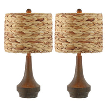 Load image into Gallery viewer, Set of Two 21" Dark Brown Gourd Bedside Lamps With Drum Shades
