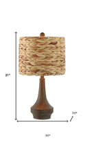 Load image into Gallery viewer, Set of Two 21" Dark Brown Gourd Bedside Lamps With Drum Shades
