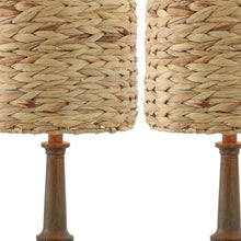 Load image into Gallery viewer, Set of Two 21" Dark Brown Bedside Lamps With Drum Shades
