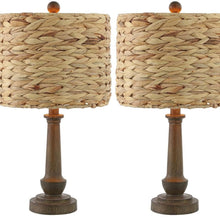 Load image into Gallery viewer, Set of Two 21" Dark Brown Bedside Lamps With Drum Shades
