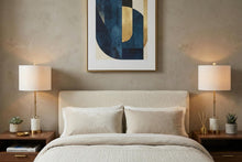 Load image into Gallery viewer, Set of Two 27" White And Brass Table Lamps With Drum Shades

