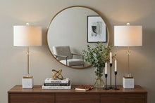Load image into Gallery viewer, Set of Two 30" White Table Lamps With Drum Shades
