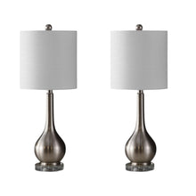 Load image into Gallery viewer, Set of Two 25" Clear Gourd Table Lamps With Drum Shades
