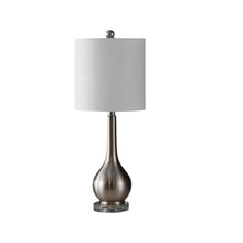 Load image into Gallery viewer, Set of Two 25" Clear Gourd Table Lamps With Drum Shades
