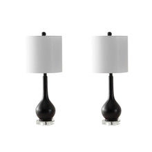 Load image into Gallery viewer, Set of Two 25" Clear Gourd Table Lamps With Drum Shades
