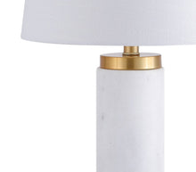 Load image into Gallery viewer, 23" White And Gold Bedside Lamp With Empire Shade
