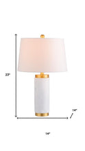 Load image into Gallery viewer, 23" White And Gold Bedside Lamp With Empire Shade
