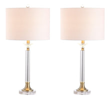 Load image into Gallery viewer, Set of Two 28" Clear And Gold Table Lamps With Drum Shades
