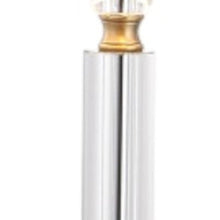 Load image into Gallery viewer, Set of Two 28" Clear And Gold Table Lamps With Drum Shades
