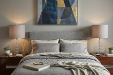Load image into Gallery viewer, Set of Two 22" Clear And Silver Bedside Lamps With Drum Shades
