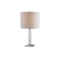 Load image into Gallery viewer, Set of Two 22" Clear And Silver Bedside Lamps With Drum Shades

