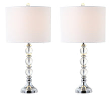 Load image into Gallery viewer, Set of Two 26" Silver Table Lamps With Drum Shades
