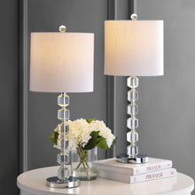 Load image into Gallery viewer, Set of Two 28" Silver Table Lamps With Drum Shades
