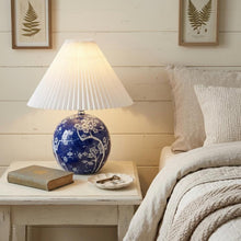 Load image into Gallery viewer, 20" Blue And White Globe Table Lamp With Cone Shade

