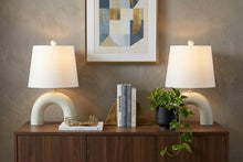 Load image into Gallery viewer, Set of Two 18" White Geometric Arched Lamps With Empire Shades
