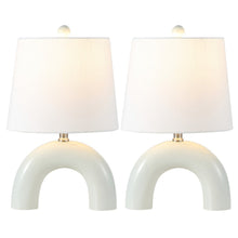 Load image into Gallery viewer, Set of Two 18" White Geometric Arched Lamps With Empire Shades
