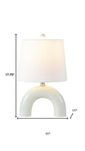 Load image into Gallery viewer, Set of Two 18" White Geometric Arched Lamps With Empire Shades
