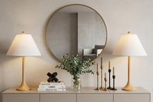 Load image into Gallery viewer, Set of Two 25" Brown Table Lamps With Empire Shades
