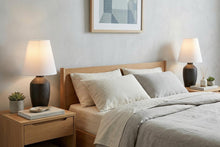 Load image into Gallery viewer, Set of Two 19" Black Urn Bedside Lamps With Empire Shades
