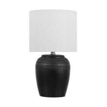 Load image into Gallery viewer, Set of Two 17" Clear Gourd Table Lamps LED With Drum Shades
