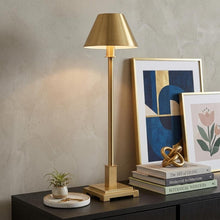 Load image into Gallery viewer, 26" Gold Novelty Table Lamp LED With Drum Shade
